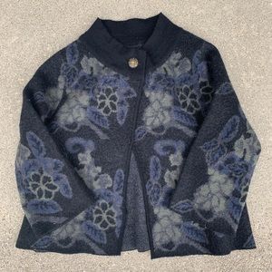 Wool Floral Cardigan Jacket Sweater